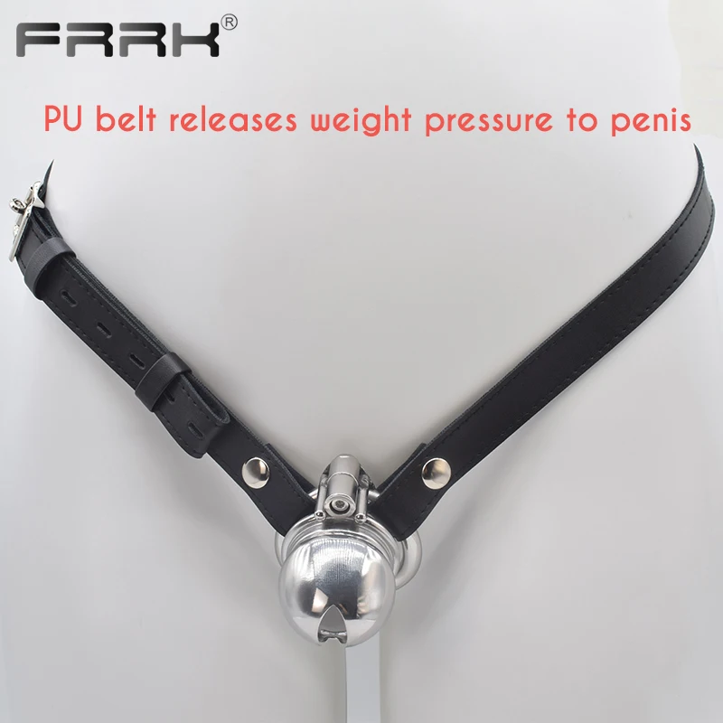 FRRK Stylish Strap on Cock Cage Male Chastity Bondage Belt Device dia 37mm Penis Rings Strapon BDSM Adults Sex Toys for Man