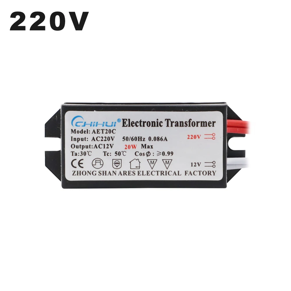 Sterownik LED AC220V do AC12V 20W Transformator elektroniczny Zasilacz do AC 12V MR16 G4 Żarówki LED BeadLamp lub halogenowe