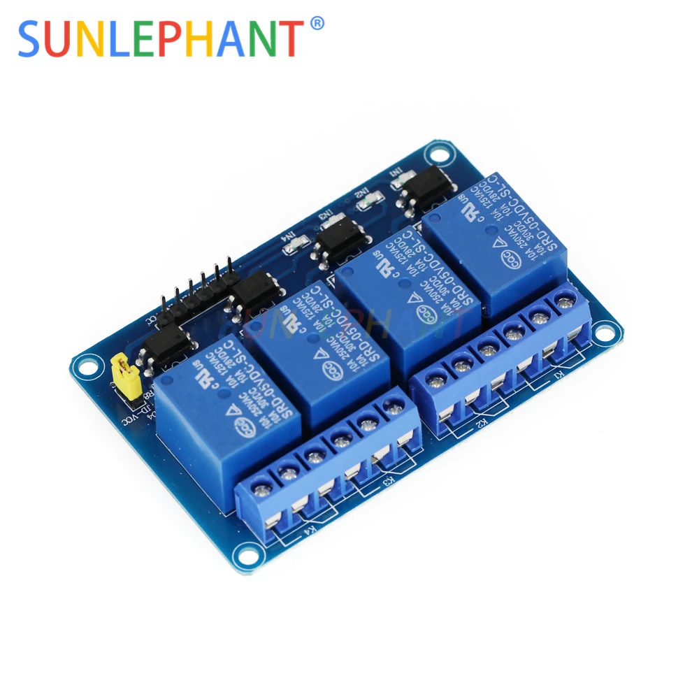 Módulo de relé de 4 canales, 5V, 12V, 24V, escudo para Arduno ARM PIC AVR DSP, relé electrónico de 5V de 4 canales, módulo de relé de 4 carreteras de 5V