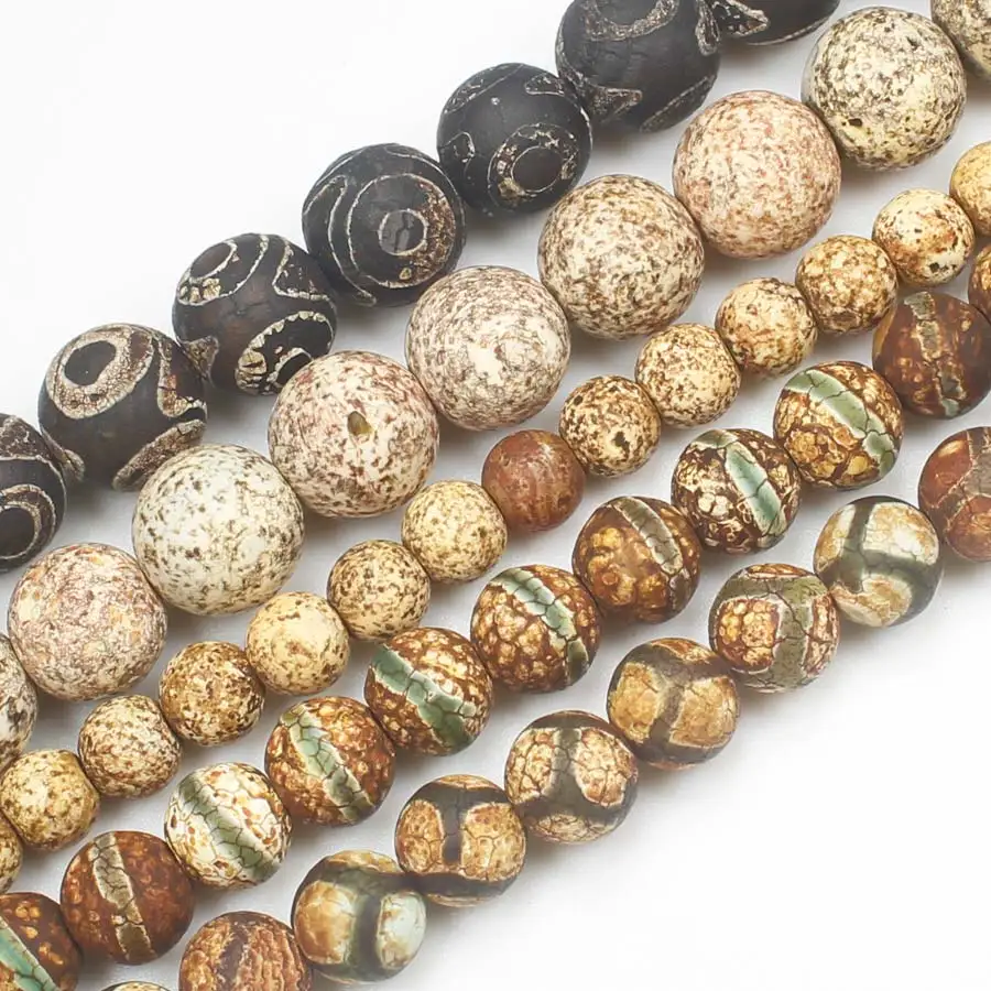 Vintage Tibet Dzi Agate  Round Beads 8-12mm ,For Jewelry making, can mixed wholesale!