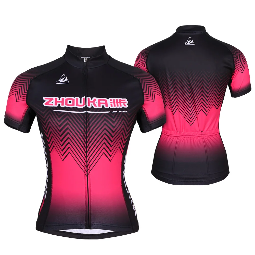 ZHOUKA Custom Women's Cycling Clothing Full-Zip Short Sleeve Cycling Jersey