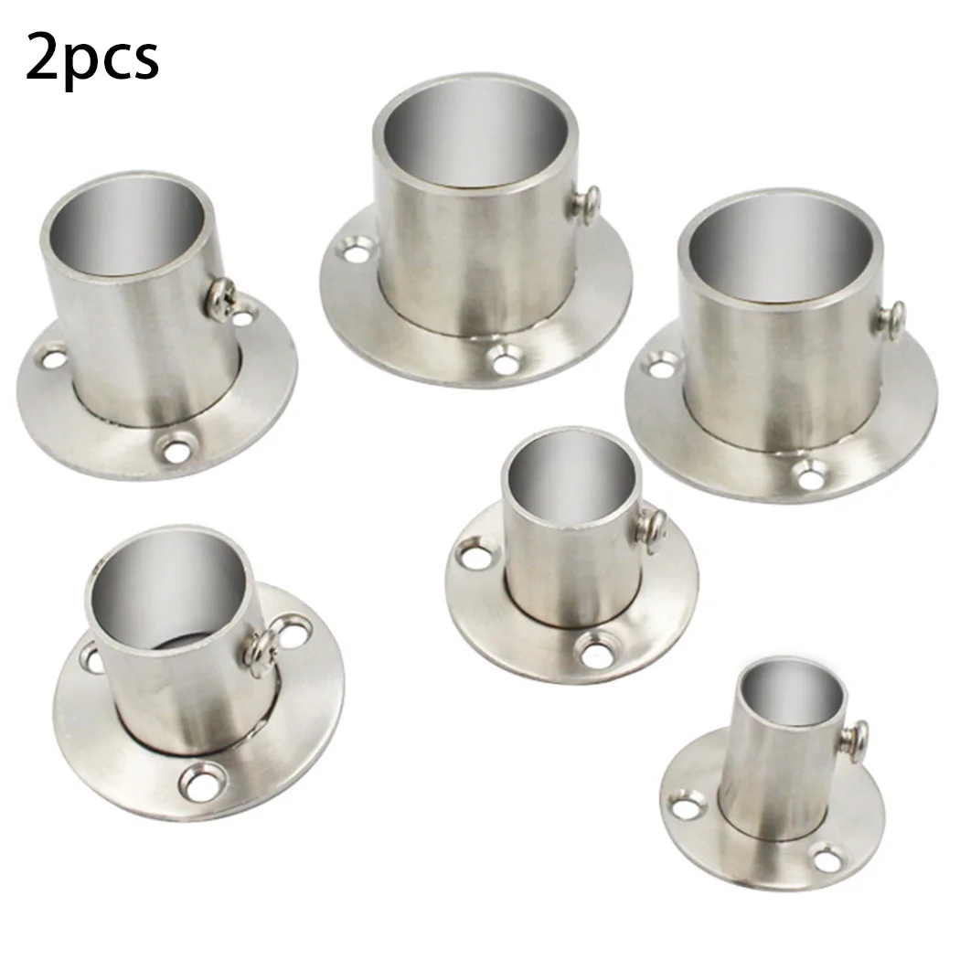 

2 Pcs Cabinet Clothes Closet Rod Bracket Holder Wardrobe Clothes Tube Pole End Support Flange Socket Furniture Hardware Bracket