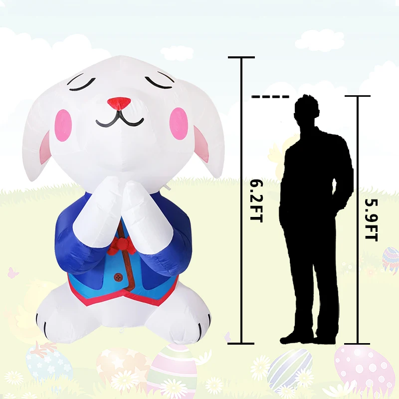 6 Ft Ostern Aufblasbare Dekoration Beten Bunny Blow Up Hof Dekoration Abstand mit Led-leuchten Gebaut-in Party Urlaub garten