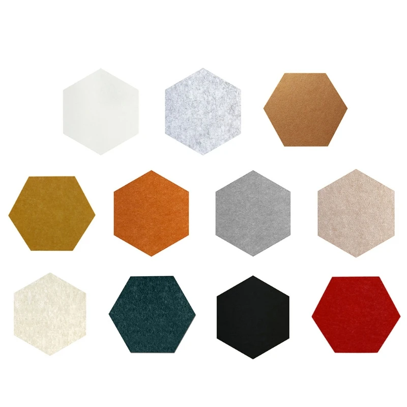 Hexagon Notice Board Self-Adhesive Felt Board Diameter 20cm DIY Photo Wall Decoration for Classroom Kitchen Bedroom Cafe