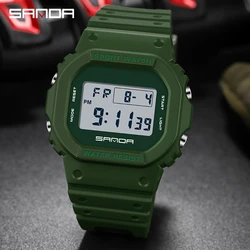 SANDA Fashion New Top Brand Men's Women Sports Watch Army Green Waterproof Ladies Jelly Digital Watches G style Orologio da uomo