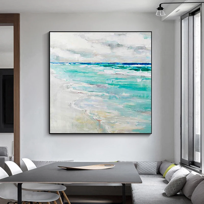 Hand-painted Oil Painting Ocean Wave Background Wall Decoration Painting Modern Living Room Dining Room Abstract Painting