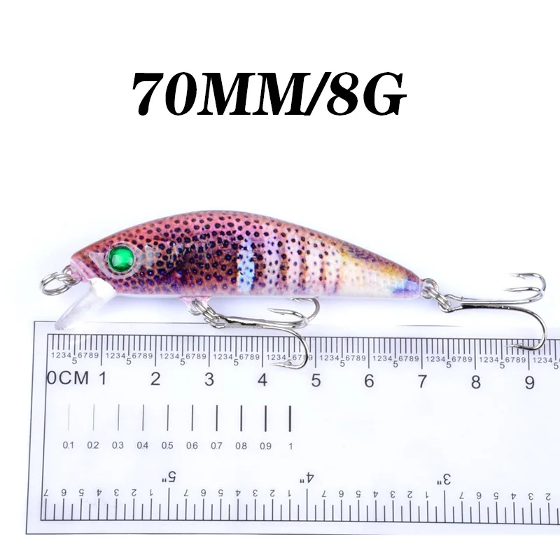 1 Pcs Minnow Fishing Lure 7cm 8g Sinking Wobbler Crankbaits Painted Plastic Artificial Bait With Hook​s for Bass Pike Swimbaits