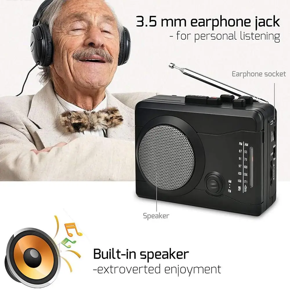 Персональная лента Walkman и диктофон для преобразования кассеты в MP3 через USB и цифровое аудио Музыка