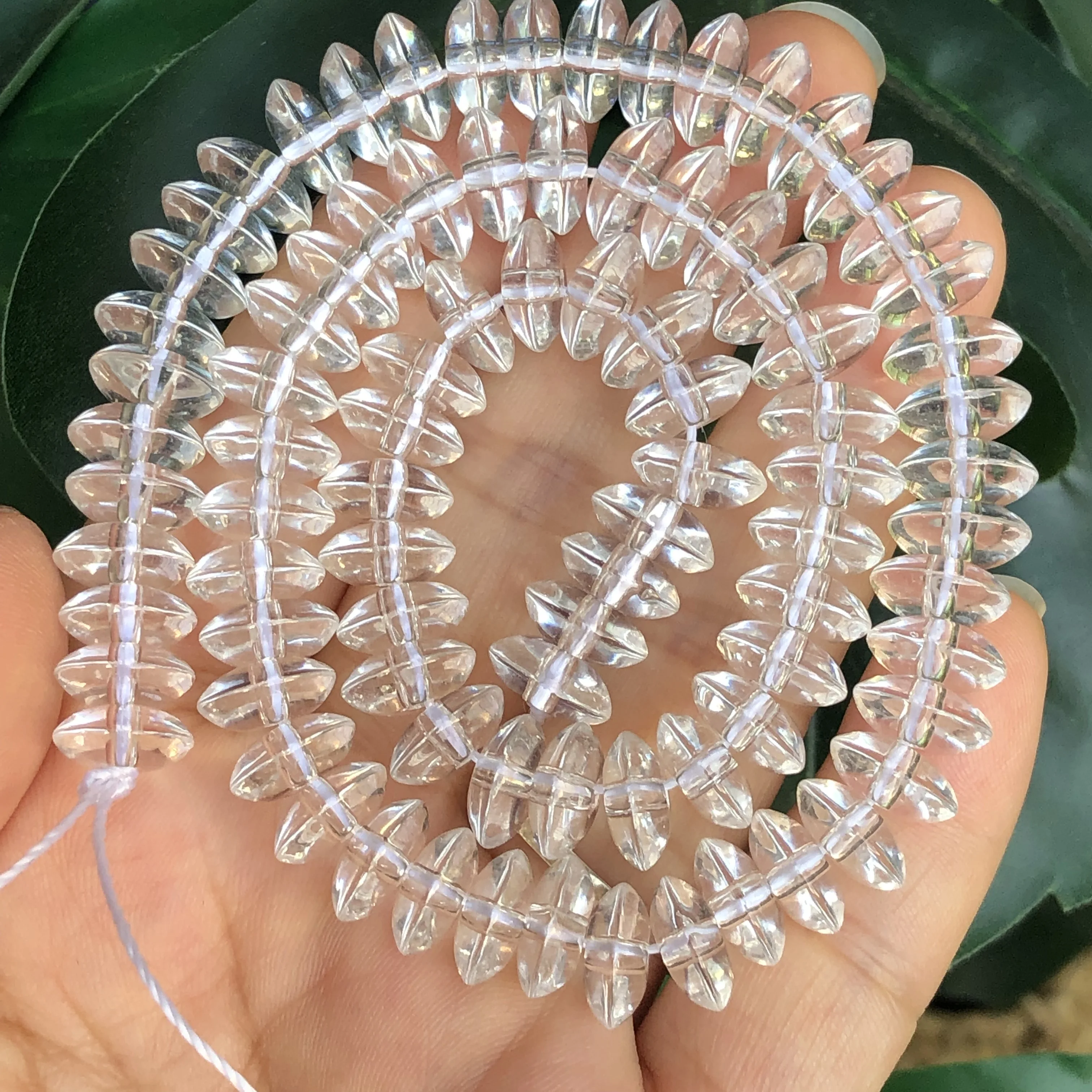 Natural Rondelle Transparent Quartz Crystal Beads 6 8 10mm Round Loose Clear Glass Beads For Jewelry DIY Bracelet Accessories