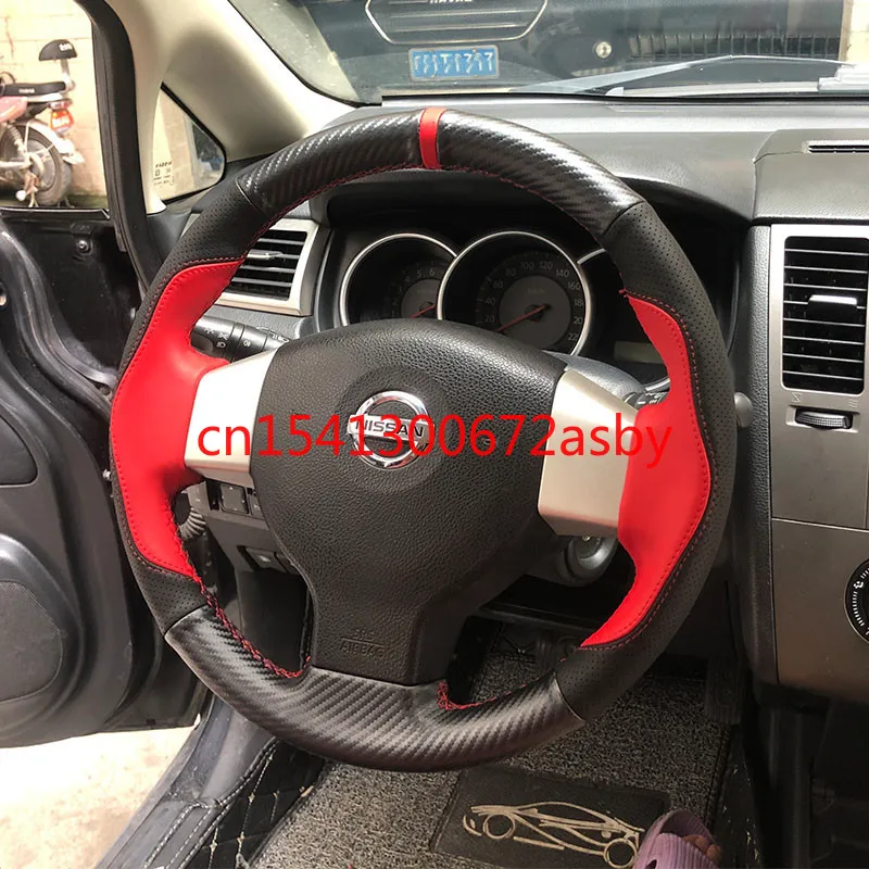 

For Nissan Sylphy old Tiida LIVINA DIY all-inclusive imitation mahogany leather car interior special steering wheel cover