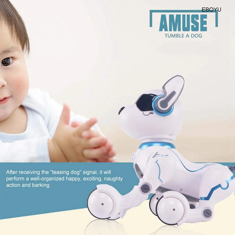 JXD-Robot Intelligent A001 pour Enfants, Chien RC, Promenade et brev, Animal de Compagnie Interactif, Chiot, Télécommande, Commande Vocale, Jouet Intelligent