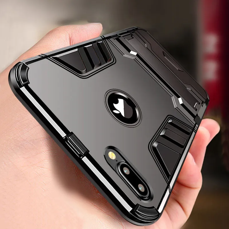 Luxury 3D Cool Armor Case For iPhone 8 7 6 6S Plus 5 5s SE Hybrid Shockproof Rugged Case For iPhone X XS MAX XR Stand Cover Case