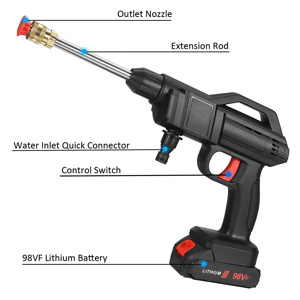 10000mAh Cordless High Pressure Car Washer Spray Rechargeable 2 Type Wash Gun Electric Water Gun Machine For Makita 18V Battery