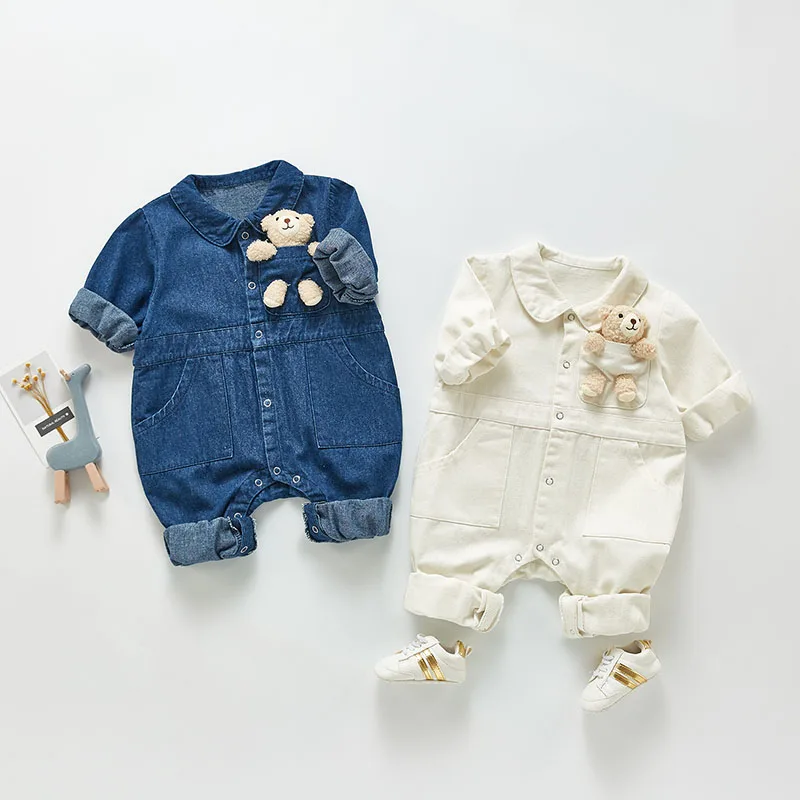 MILANCEL Spring Baby Clothing Rompers Denim Jumpsuit One Piece Outerwear