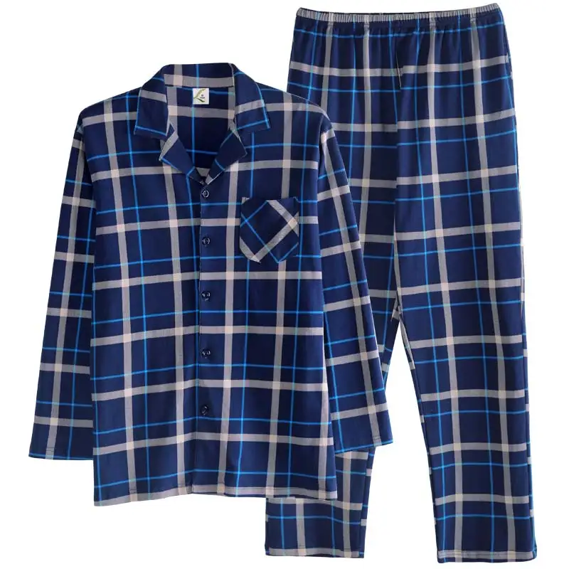 

Big Yards M-3XL Men Plaid Pajama Sets 2 Piece Set Sleep Lounge Full Cotton Tracksuit Classic Spring Gift Autumn Pijama Nightwear