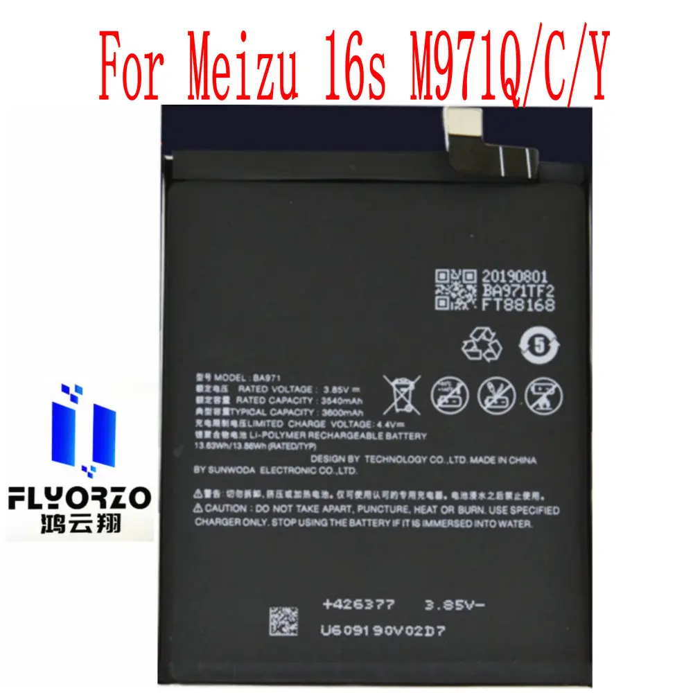 

Brand New High Quality 3600mAh Meizu BA971 Battery For Meizu 16S M971Q M971C M971Y Mobile Phone