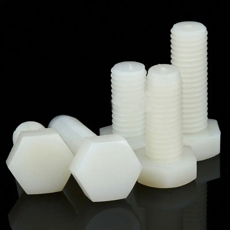 Vite esagonale in Nylon bianco vite a testa esagonale filettata metrica bullone isolato in plastica M3 M4 M5 M6 M8 M10 M12