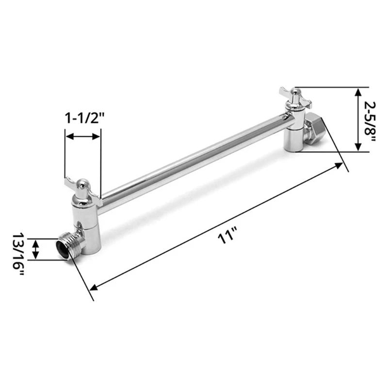 11 Inch Adjustable Shower Arm Universal Connection Solid Brass Shower Extension