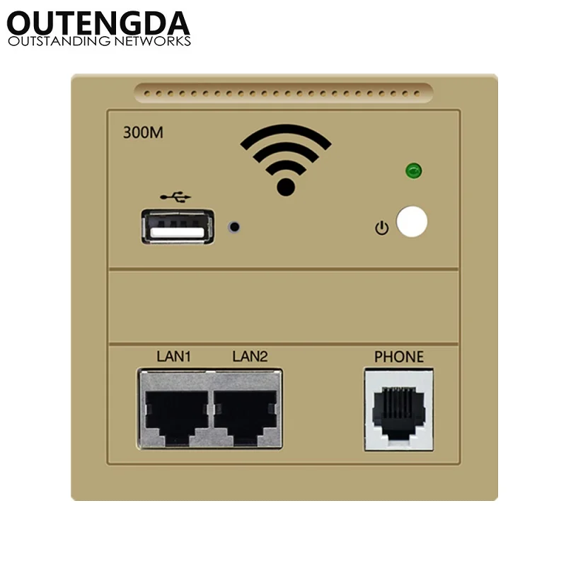 300M In Wall Wireless Access Point WiFi Amplifier Wall Socket Dual LAN RJ45 USB RJ11 Phone Ports 86 Panel WIFI hotel Inn Router