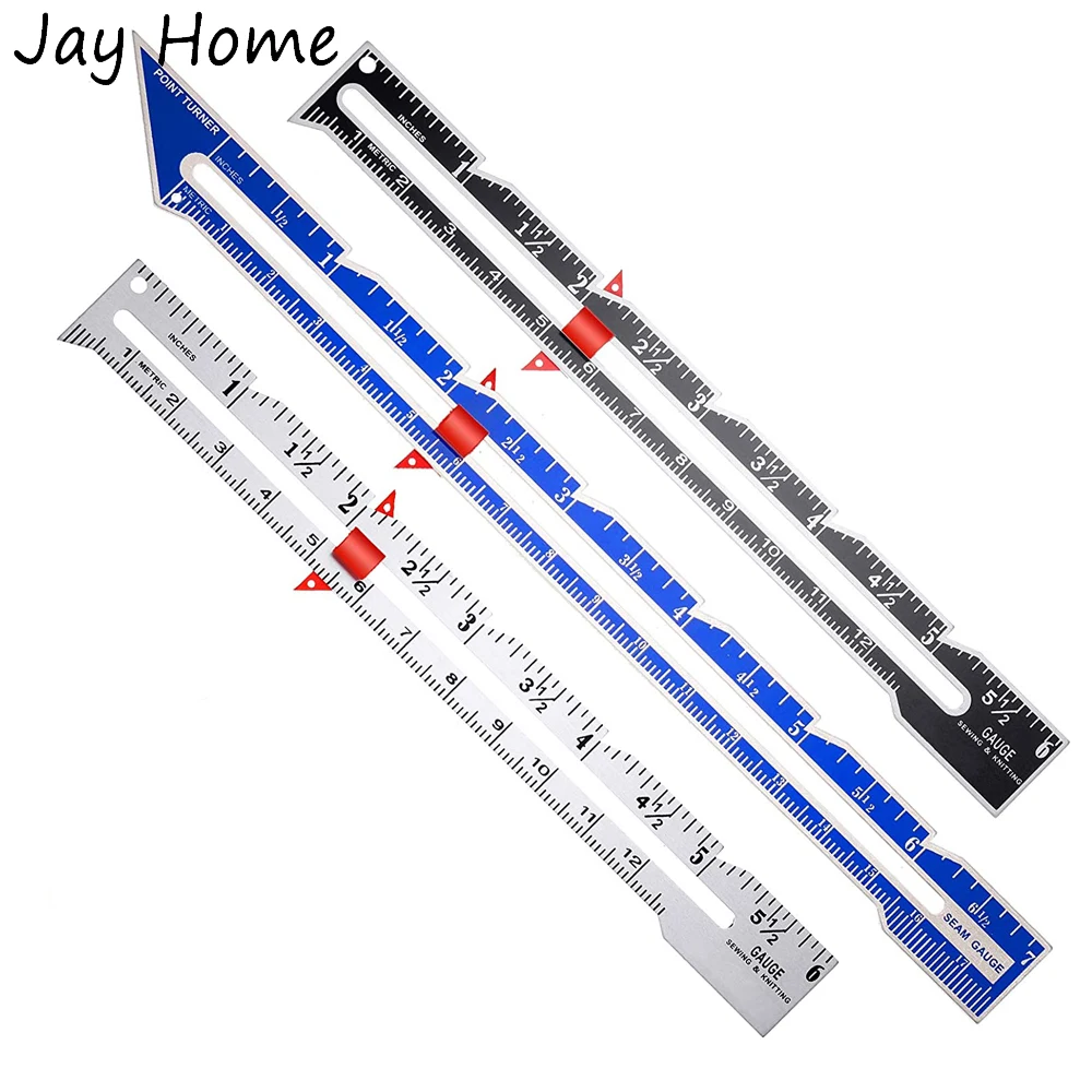 3PCS Sewing Gauge Measuring Tool Metal Sliding Gauge Fabric Quilting Ruler Seam Measuring Gauge DIY Quilting Sewing Supplies