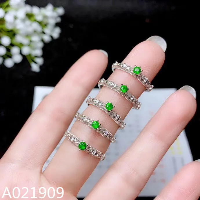 

KJJEAXCMY boutique jewelry 925 sterling silver inlaid Natural Diopside gemstone ring support detection trendy