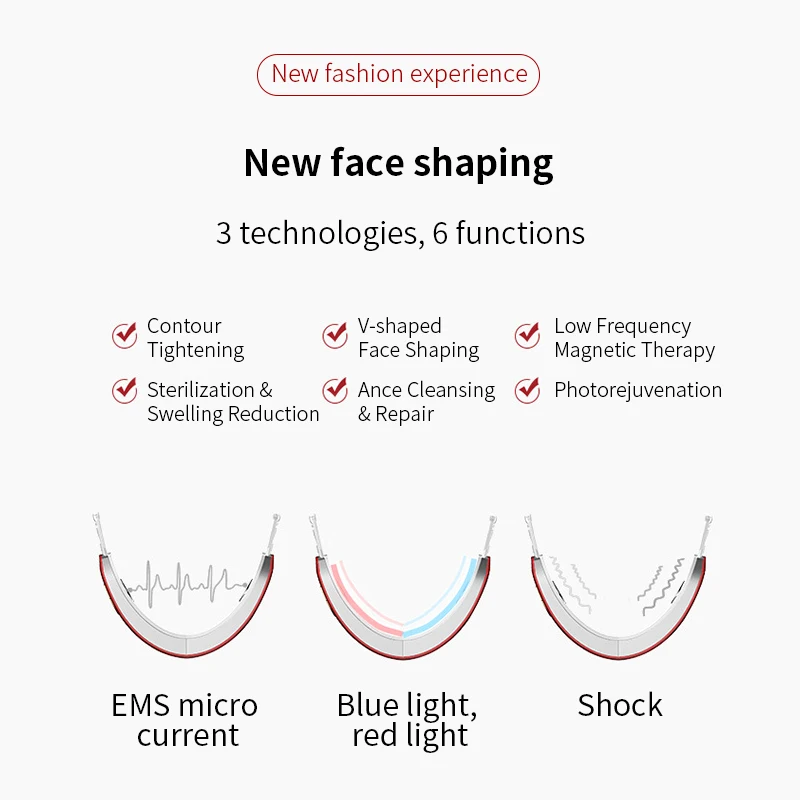 Cinturón eléctrico de estiramiento Facial, adelgazamiento en V, estiramiento de la cara, Delgado, doble mentón, EMS, Micro corriente, masajeador Facial, belleza adelgazante