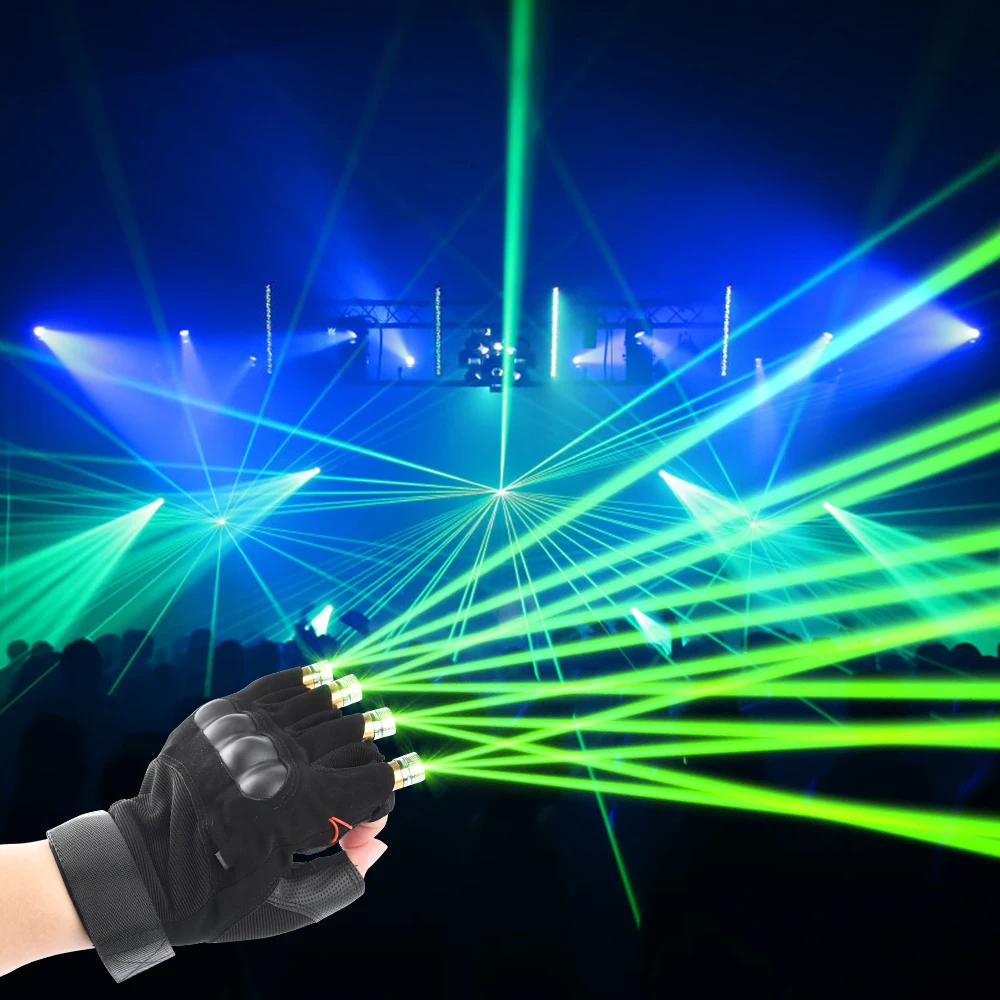 Lazer eldiven akülü lazer lamba dans sahne DJ parti gösterileri LED ışıklı gözlük eldiven yeşil lazer