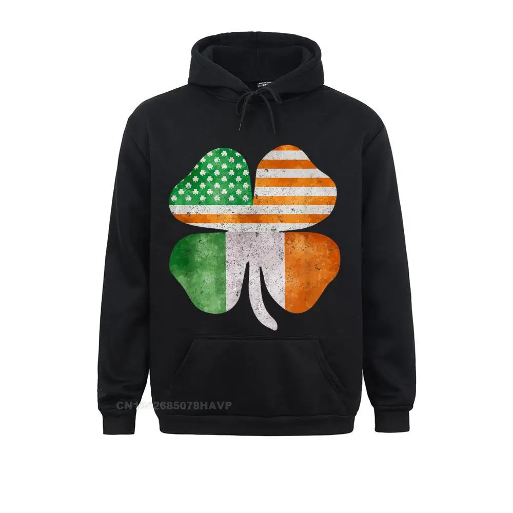 Irish American Flag Ireland Shamrock St Patricks Day Hoodie Sweatshirts Anime Sweater Oversized Men Father Day Hoodies Normal