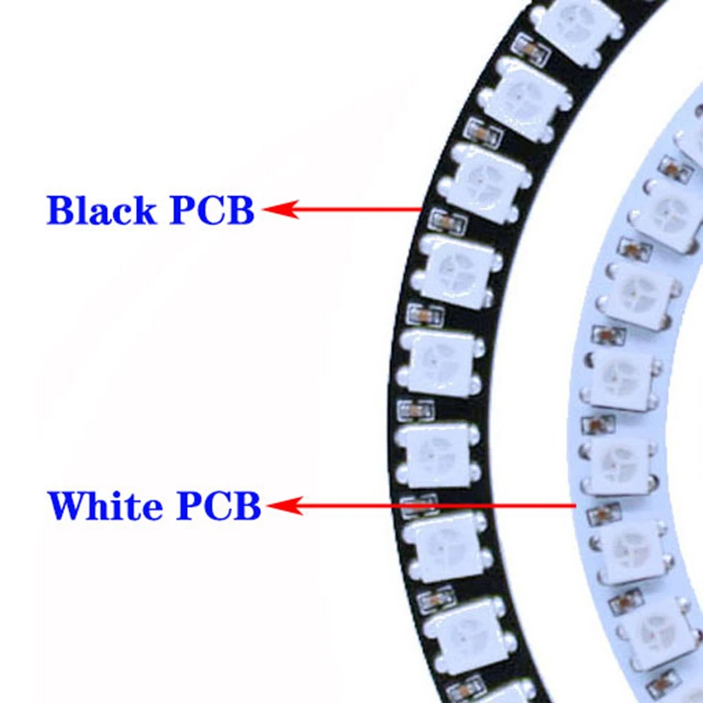 Anillo Led direccionable individual, luces redondas RGB 5050, blanco y negro, PCB 8, 16, 24, 35, 45 píxeles, 3 pines, Conexión macho y hembra, DC5V,