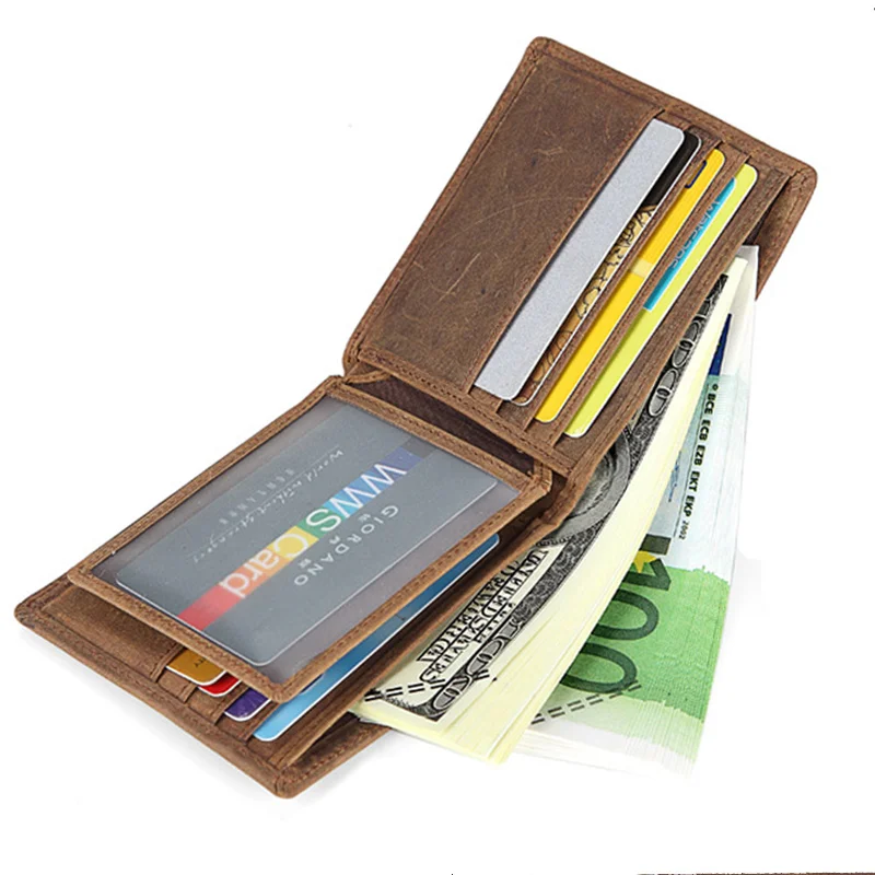 

new 100% Genuine Leather Men Wallet Purse Small Mini mens Card Holder Chain PORTFOLIO Portomonee Male Walet Pocket