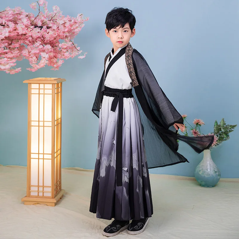 Boy Hanfu Children Young Master Costume Primary School Student Chinese Learning Uniform Chinese Style Boy Tang Suit Kids