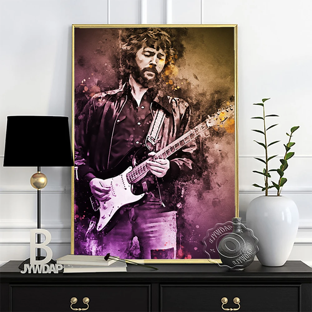 Famous Guitarist All Star Poster, Vintage Watercolour Pop Rock Music Fans Collection Gift, Bar Pub Club Prints Wall Art Decor