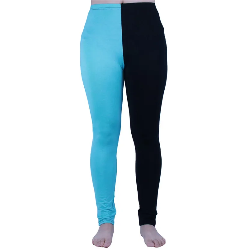 Babbytoro-Two Toned Split Color Leggings para mulheres, calças de treino modal tornozelo, branco e preto, tamanho grande, 7XL, 6XL, 5XL, XS, 2025