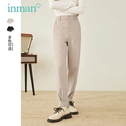 INMAN Women's Pants Autumn Winter High Waist Casual All-Match Minimalist Traffic Pure Color Trousers