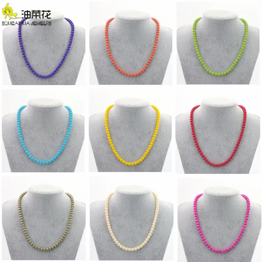 Nowa biżuteria sztuczna masa perłowa 6mm okrągły naszyjnik z koralików 22 kolor kobieta dziewczyna prezent świąteczna produkcja cena hurtowa 16''
