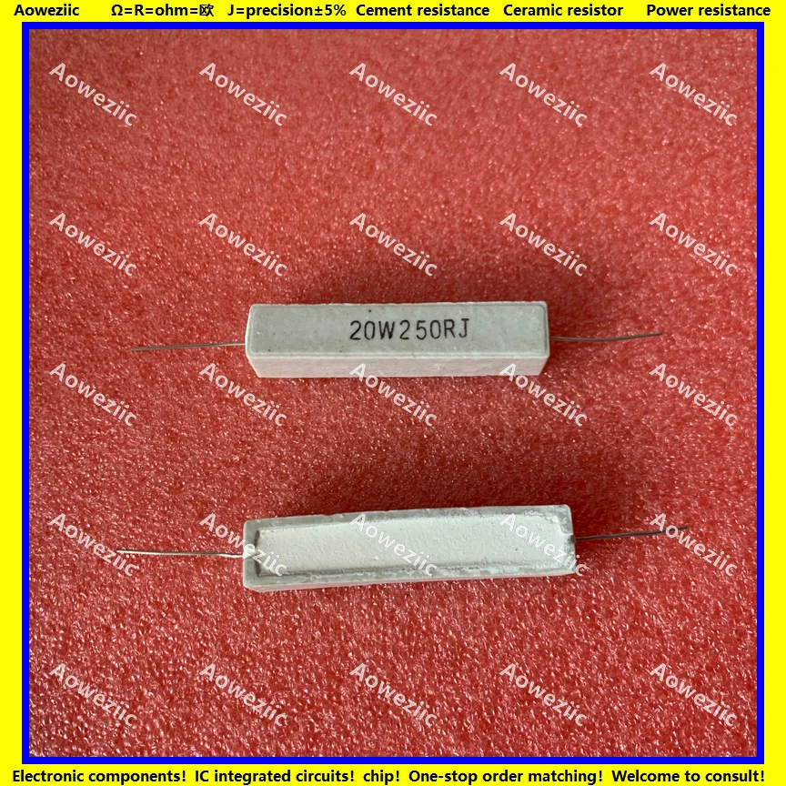 

10Pcs RX27 Horizontal cement resistor 20W 250 ohm 20W 250R 250RJ 20W250RJ Ceramic Resistance precision 5% Power resistance