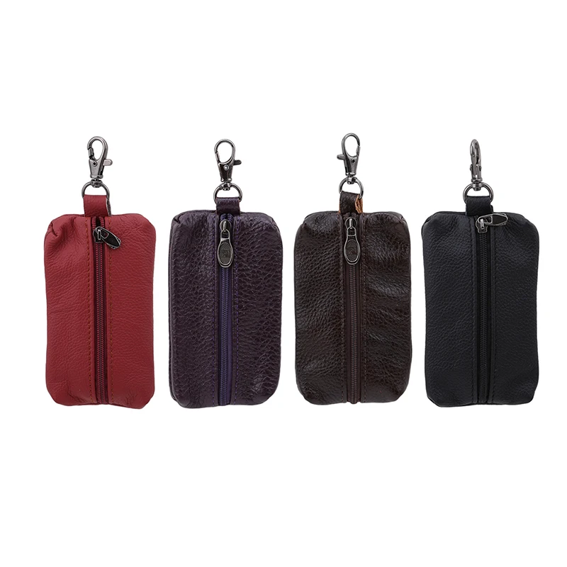 Car Key Case Leather Men Women Wallets Key Holder Housekeeper Covers Zipper Bag Keychain Cover for Keys Organizer Card Bag Gifts