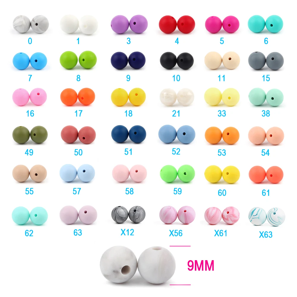 TYRY.HU 500Pcs 9mm Silicone Round Beads BPA Free Baby Chewable Silicone Beads Teether For Jewelry Making DIY Teething Toys