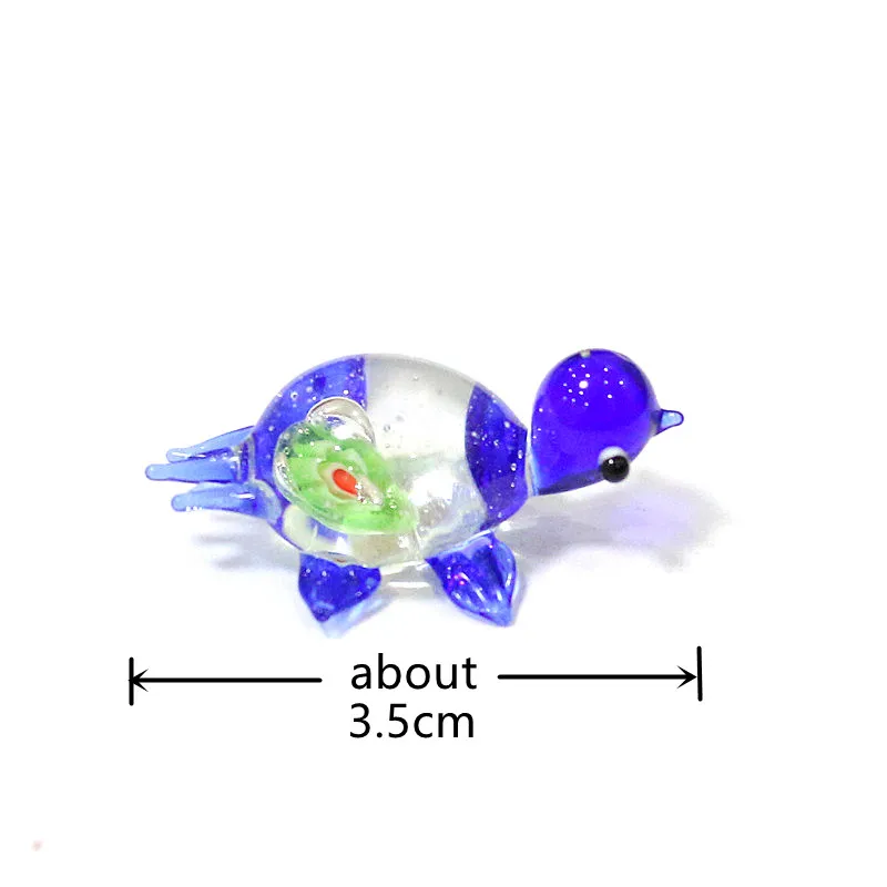 1pc Mini Glass Turtle Figurine Cute Tiny Marine Animal Statue Home Tabletop Ornament Bonsai Aquarium Fish Tank Decor Accessories
