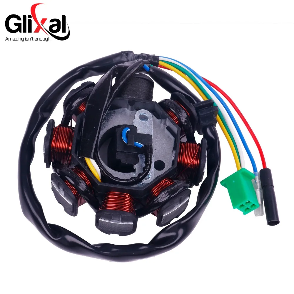 Glixal 8-coil Magneto Alternator Stator for GY6 125cc 150cc 152QMI 157QMJ Chinese Scooter Moped ATV Go Kart Quad Engine (3+2)