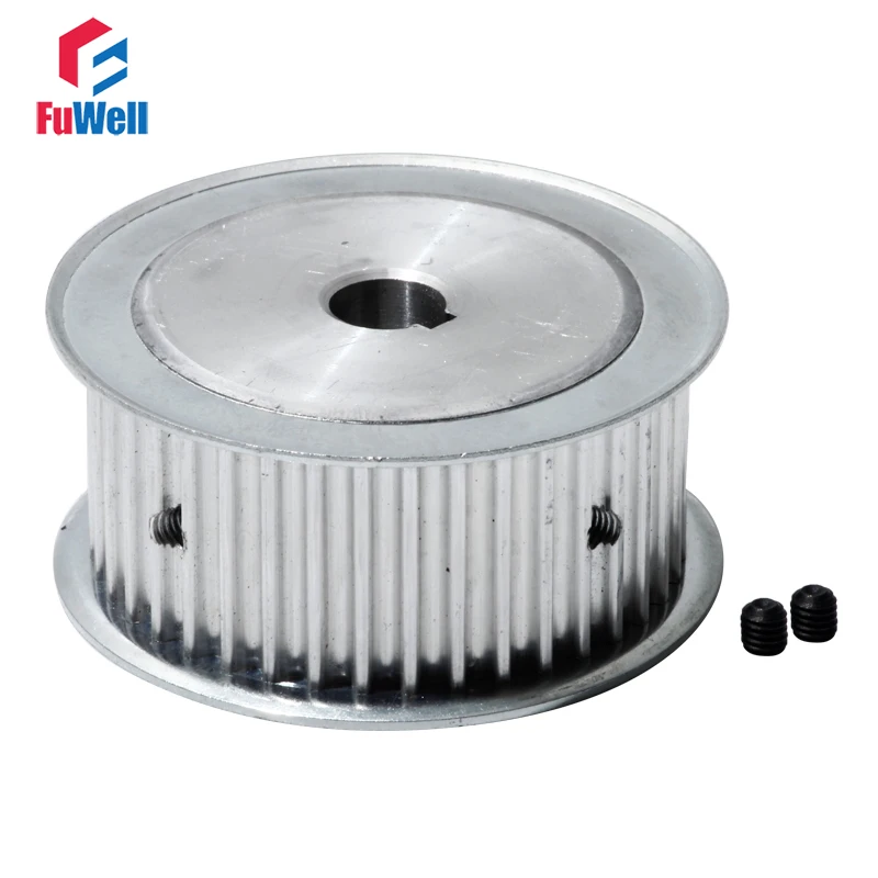 HTD5M-48T Timing Pulley 27mm Width Transmission Pulley Keyway Type 14/15/19/20/25mm Bore 48Teeth Aluminum Alloy Toothed Pulley