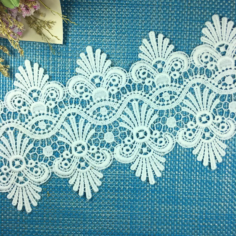 12CM Wide Retro French Lace Fabric Water-Soluble Embroidery Lace Satin Neckline Collar Stitch Applique DIY Craft Decoration