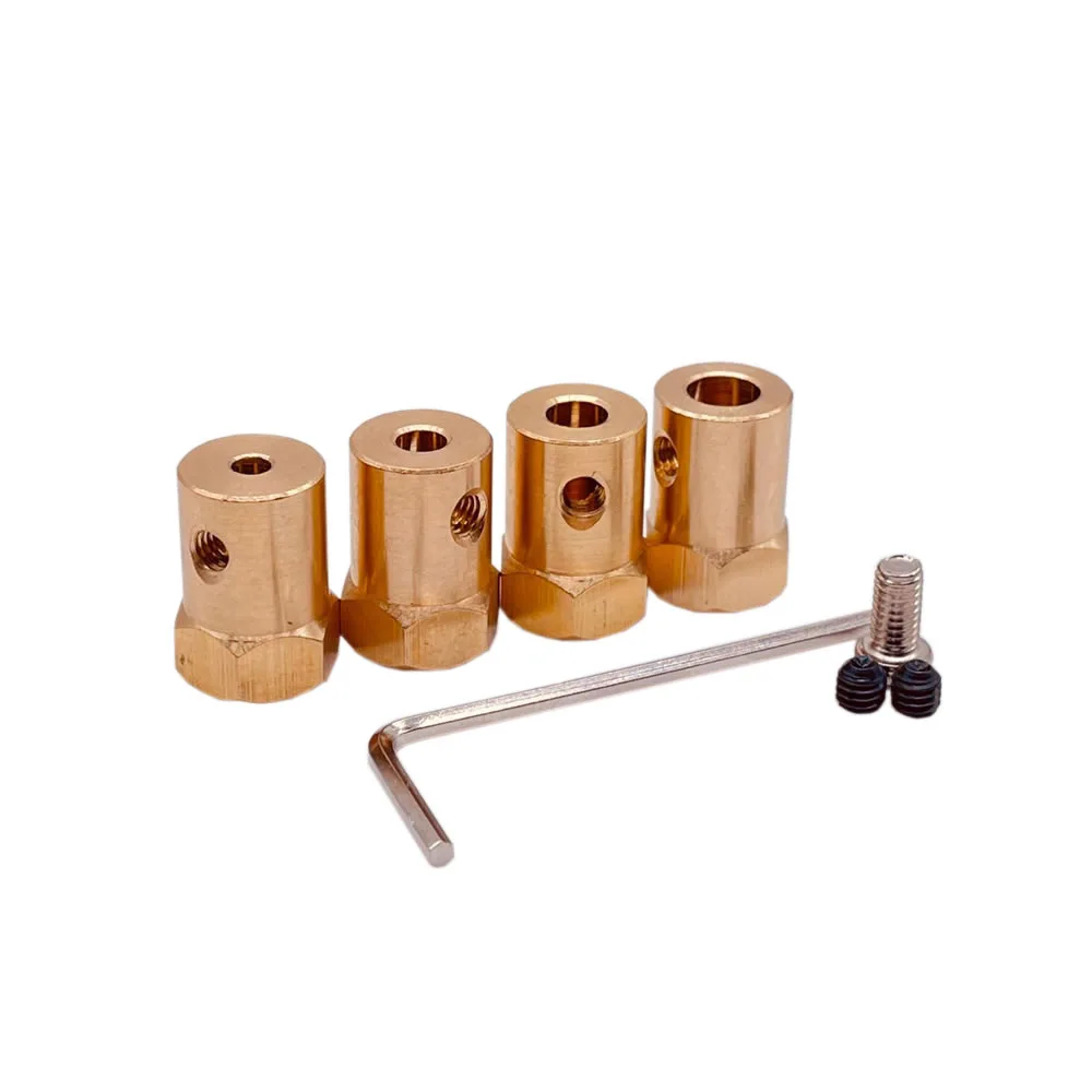 

5PCS 3mm/4mm/5mm/6mm/7mm/8mm brass hexagonal coupling motor connector DIY robot smart car wheel tire connecting rod