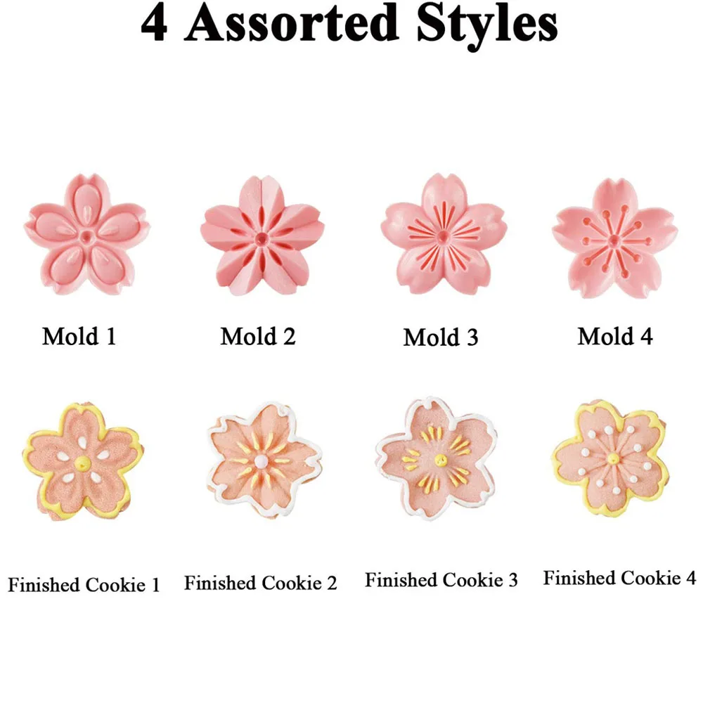 Cookie Stamp Biscuit Embosser Cherry Blossom Mold Press Cutter Cake Decorating Tool Fondant Chocolate Bakery Pastry Accessories