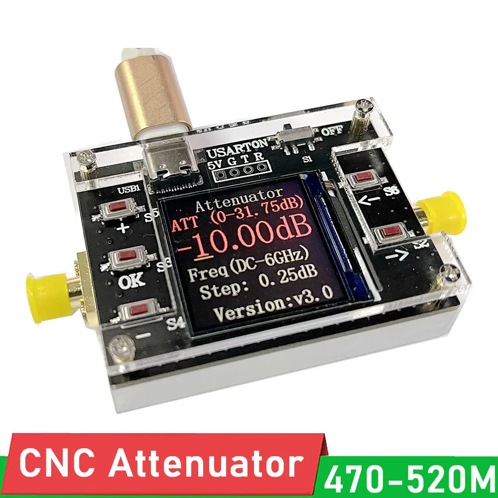 

CNC attenuator 470-520Mhz 0-31DB Digital programmable RF attenuator control LORA reduces SNR signal-to-noise ratio