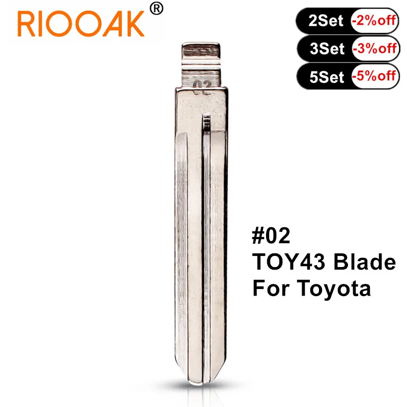 

10pcs #02 NO.02 TOY43 Blank KD Replacement Car Key Blade For Toyota Corolla Crown Camry Highlander Corolla Vios Fukuda Auman