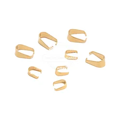 50pcs Stainless Steel Pinch Clip Bail Pendant Connectors Gold Charm Necklace Clasps Buckle Hooks for DIY Jewelry Making 3x7mm