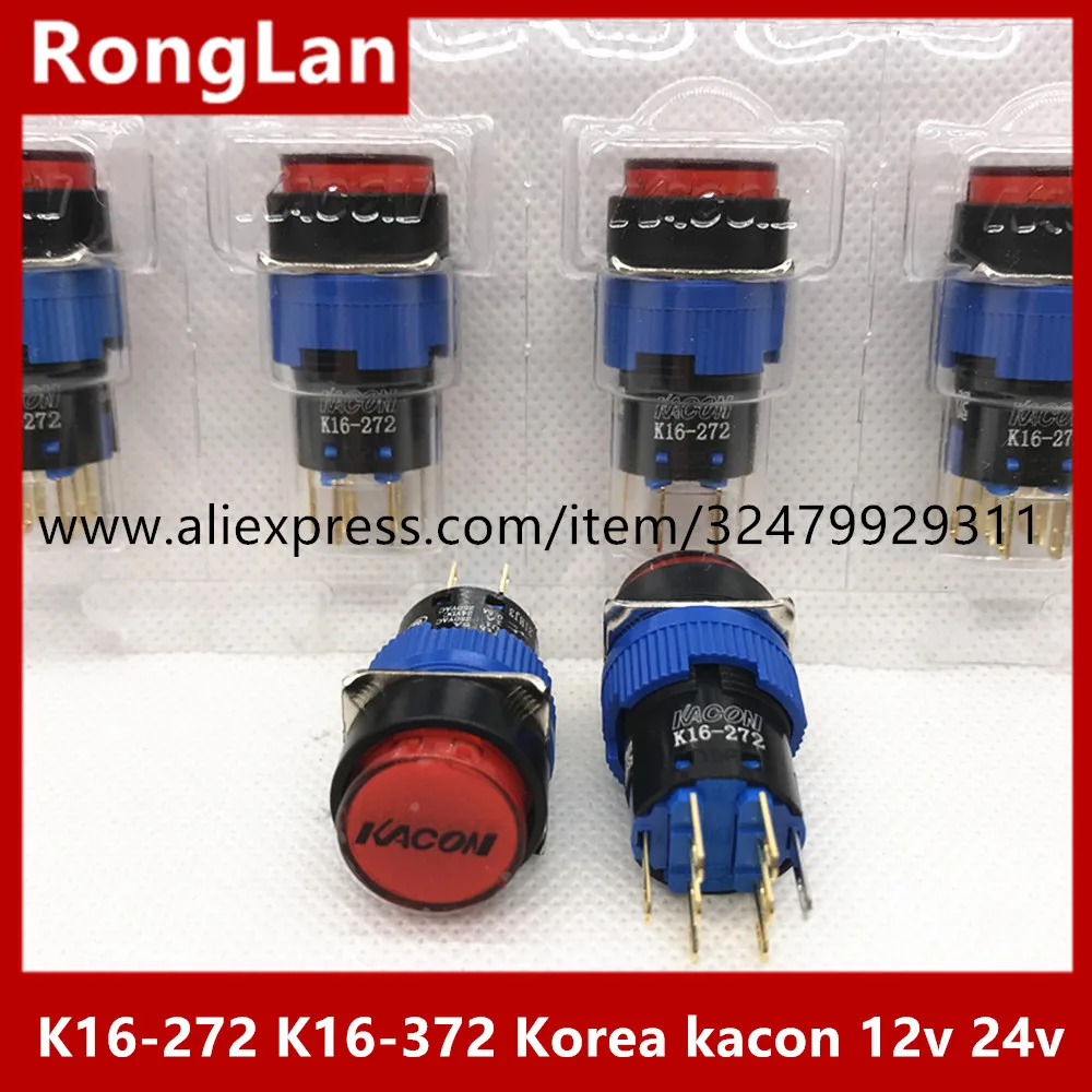 KACON, Korea K16-272 K16-282 K16-292 K16-372 K16-382 K16-392 Φ 16mm button with LED light-10PCS