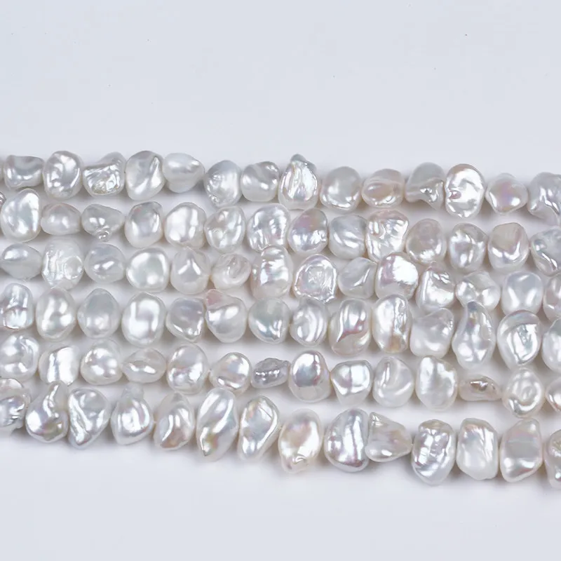 

9-10mm AA grade natural freshwater real pearls keshi irregular shape pearl strands