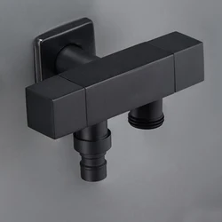 Nero G1/2 Valvola A tre vie Uno In Due Fuori Doppia Valvola di Angolo di Acqua di Lavaggio Della Macchina Toilette di Arresto valvola Multi-funzione Rubinetto